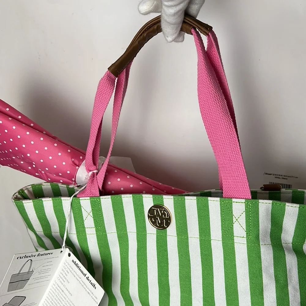 NWT Mud Pie Diaper Bag Pink/green